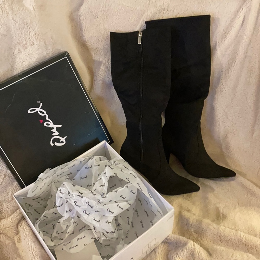 Qupid black heel boots